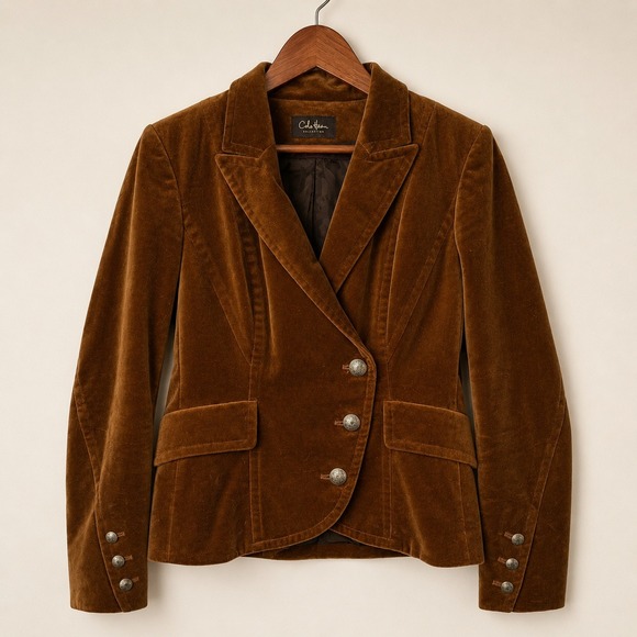 Cole Haan Jackets & Blazers - Cole Haan Collection Brown Velvet Equestrian Blazer Ornate Buttons Sm-see note